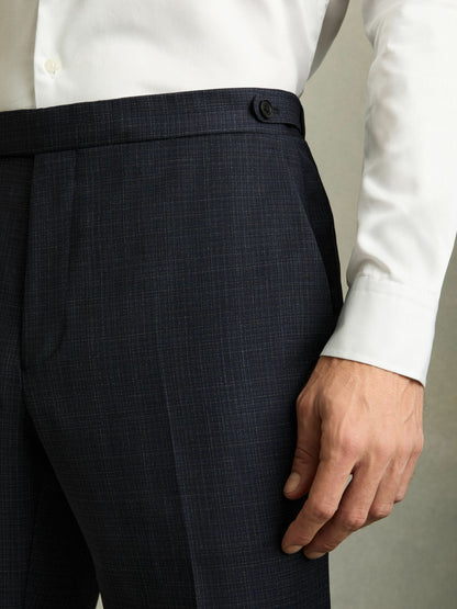 Reiss Value - Slim-Fit Wool-Blend Textured Tailored Trousers in Navy