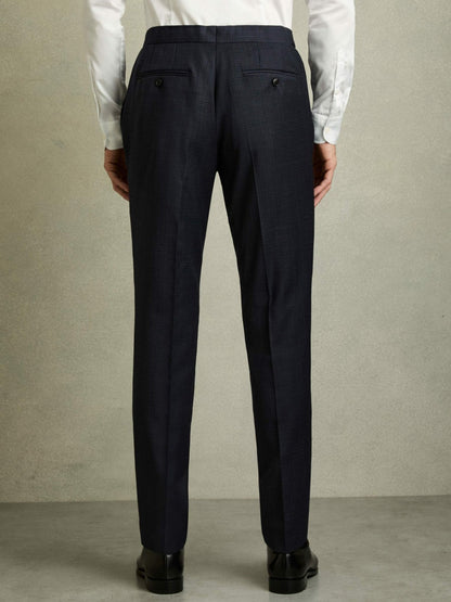 Reiss Value - Slim-Fit Wool-Blend Textured Tailored Trousers in Navy