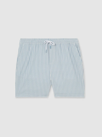Reiss Featured - Seersucker Stripe Swim Shorts in Soft Blue/White