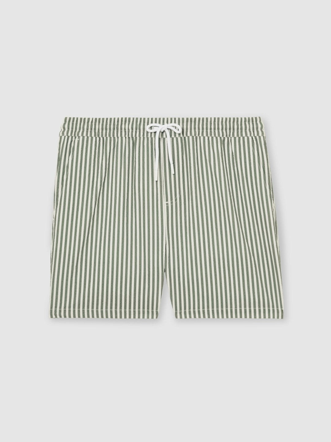 Reiss Deal - Seersucker Stripe Swim Shorts in Sage/White