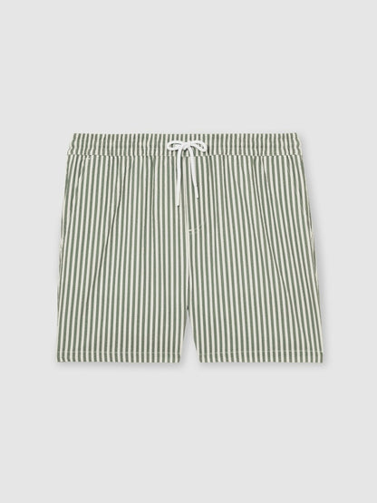 Reiss Deal - Seersucker Stripe Swim Shorts in Sage/White