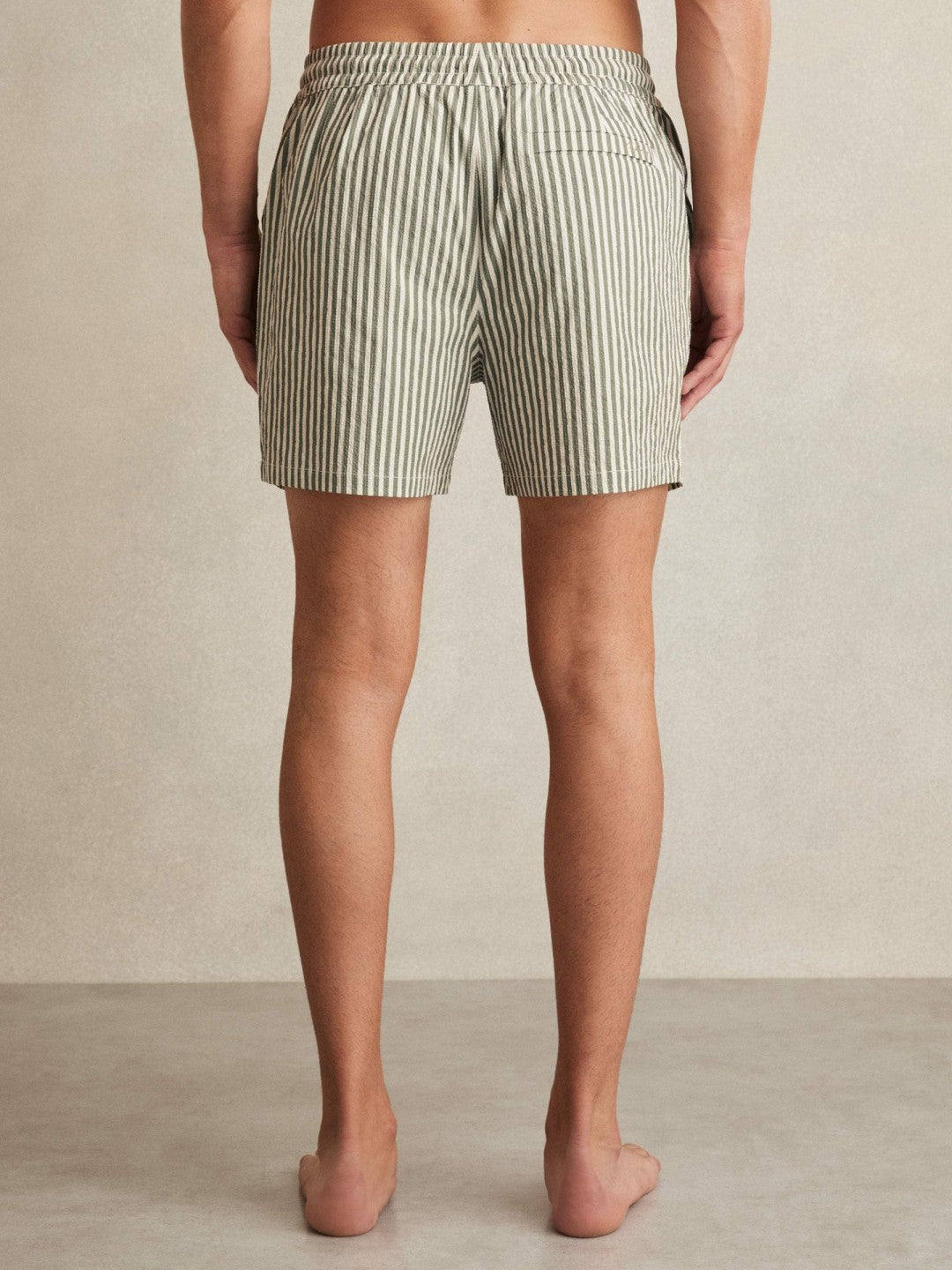 Reiss Deal - Seersucker Stripe Swim Shorts in Sage/White