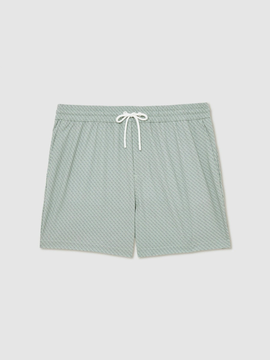 Reiss Value - Drawstring Geometric Print Swim Shorts in Pistachio Green
