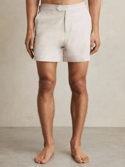 Reiss Deal - Side-Adjuster Swim Shorts in Off White