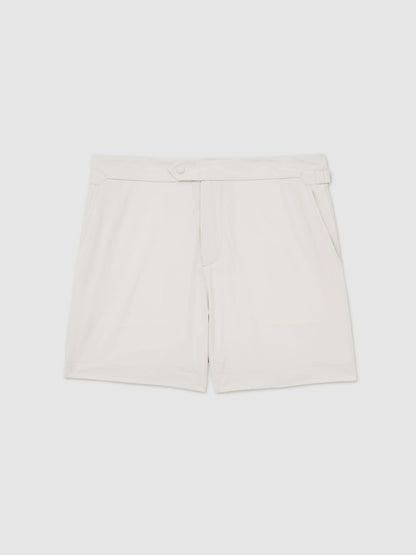 Reiss Deal - Side-Adjuster Swim Shorts in Off White