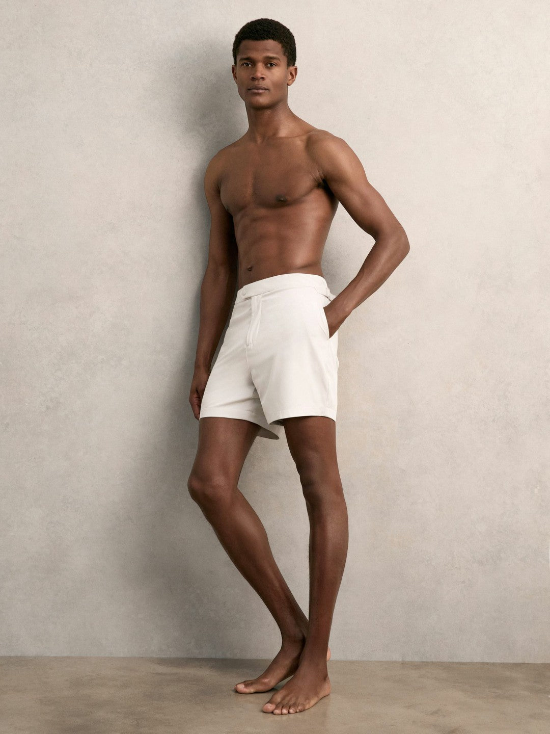 Reiss Deal - Side-Adjuster Swim Shorts in Off White