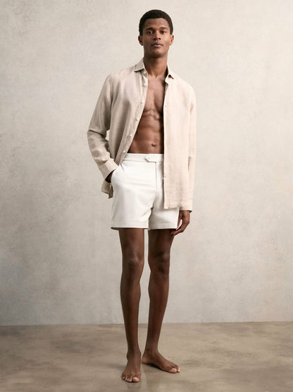Reiss Deal - Side-Adjuster Swim Shorts in Off White