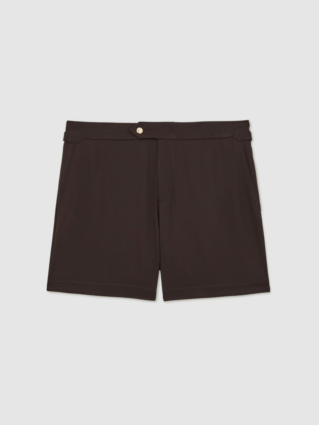 Reiss Affordable - Side-Adjuster Swim Shorts in Chocolate Brown
