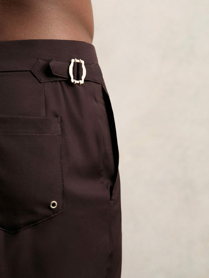 Reiss Affordable - Side-Adjuster Swim Shorts in Chocolate Brown