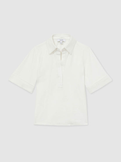 Reiss Offer - Open-Collar Polo Shirt in Cream