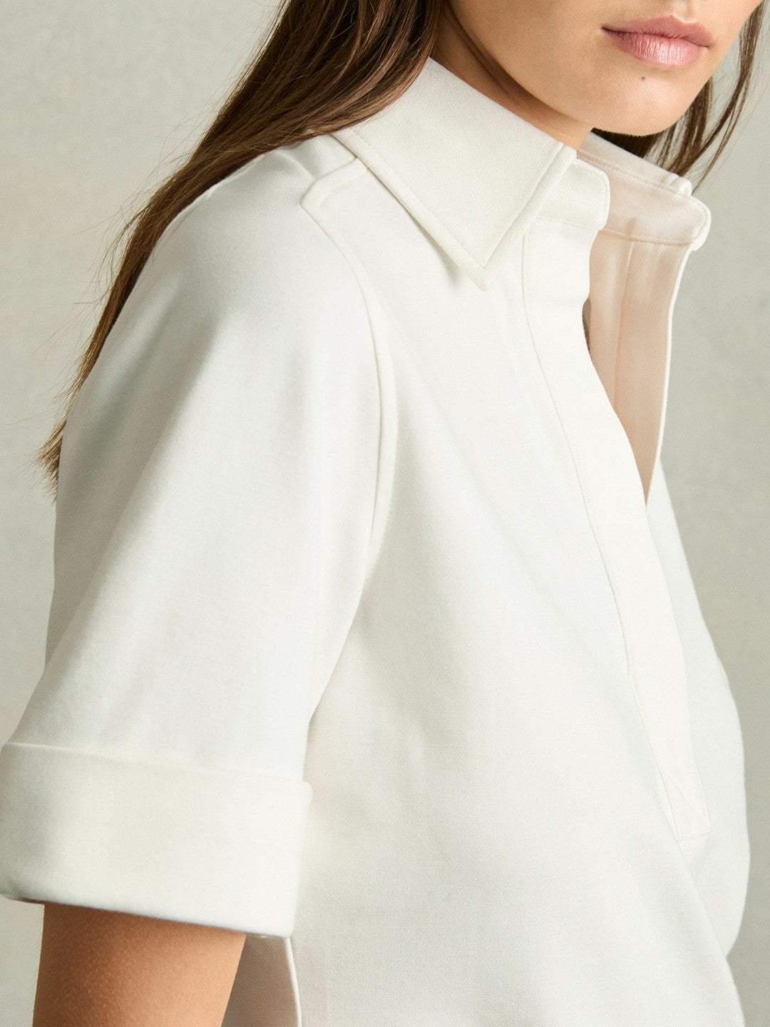 Reiss Offer - Open-Collar Polo Shirt in Cream