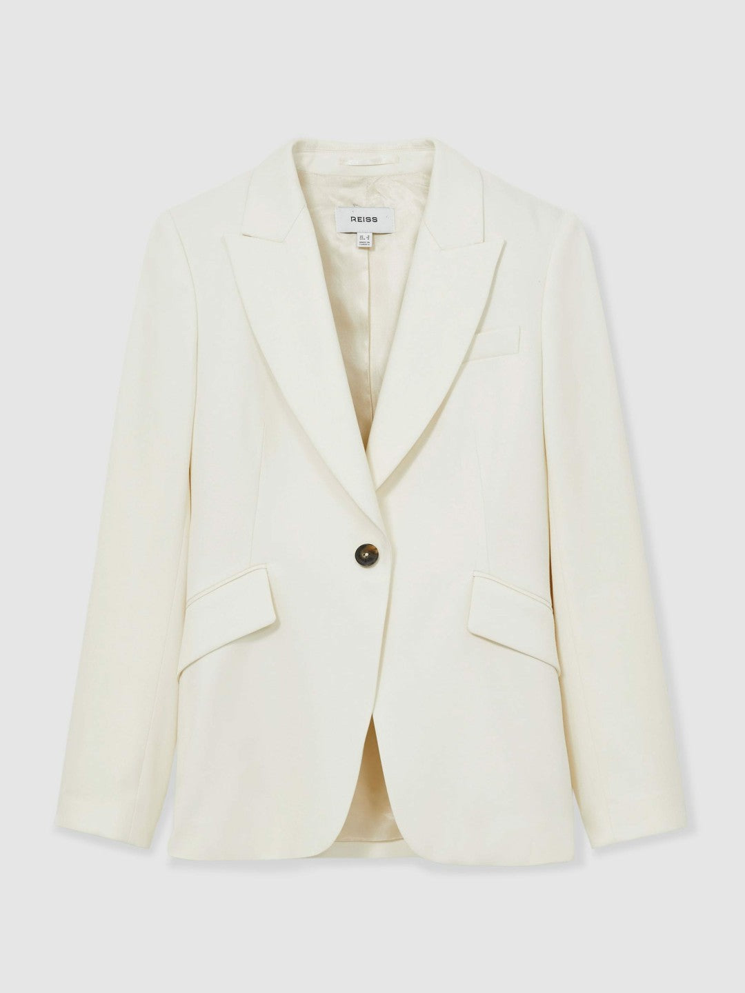 Reiss Affordable - Single-Breasted Peak-Lapel Tailored Blazer in Cream