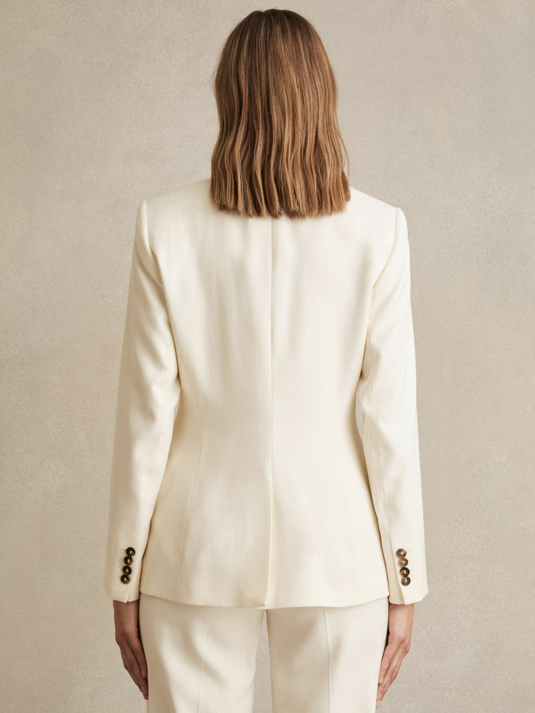 Reiss Featured - Petite Single-Breasted Peak-Lapel Tailored Blazer in Cream