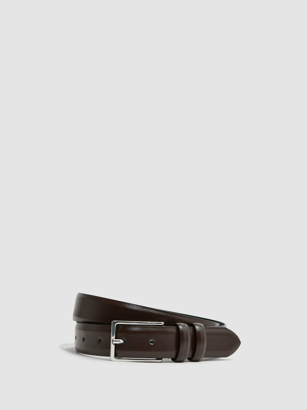 Reiss Best Seller - Smooth Leather Belt in Chocolate