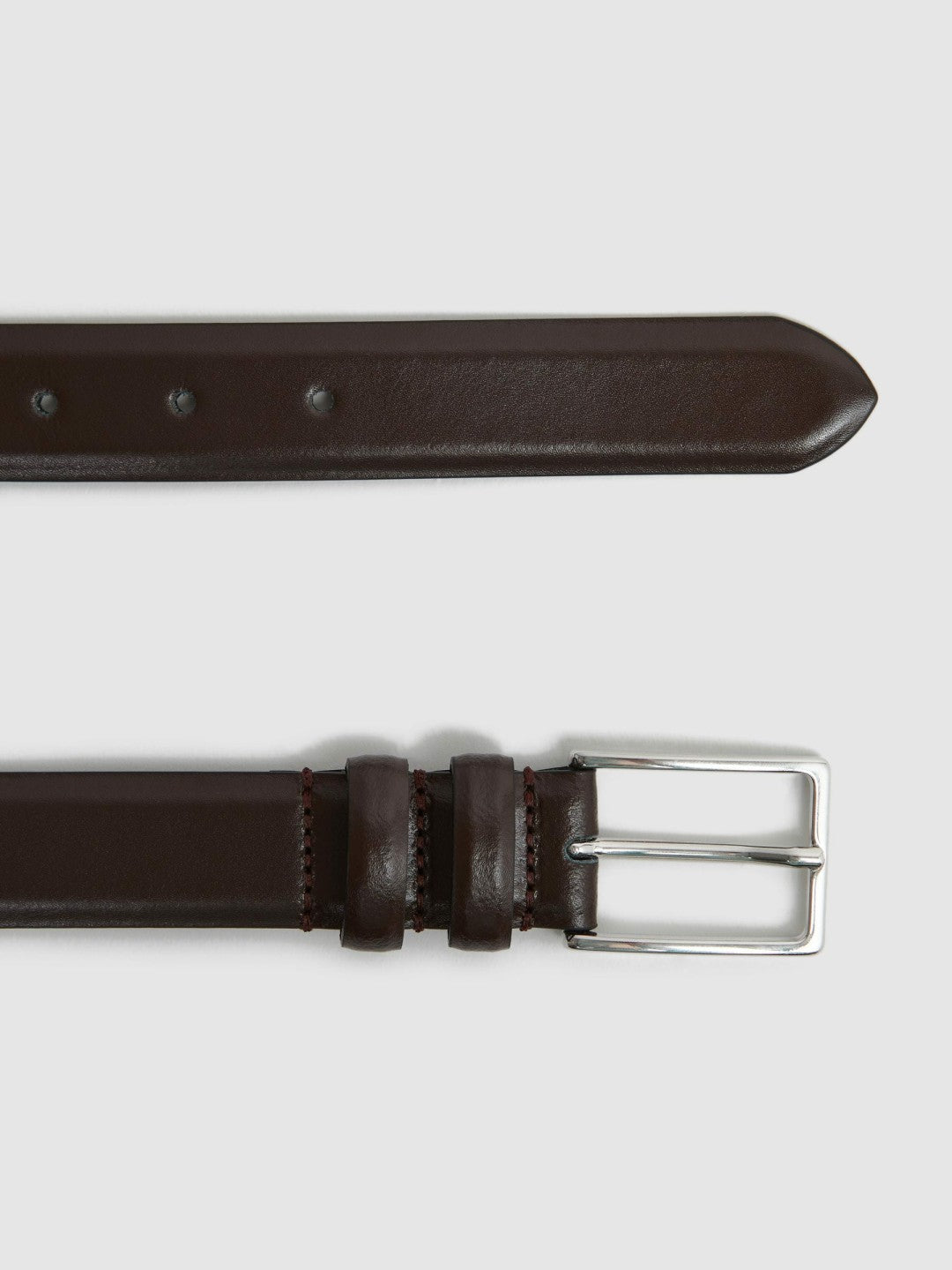 Reiss Best Seller - Smooth Leather Belt in Chocolate