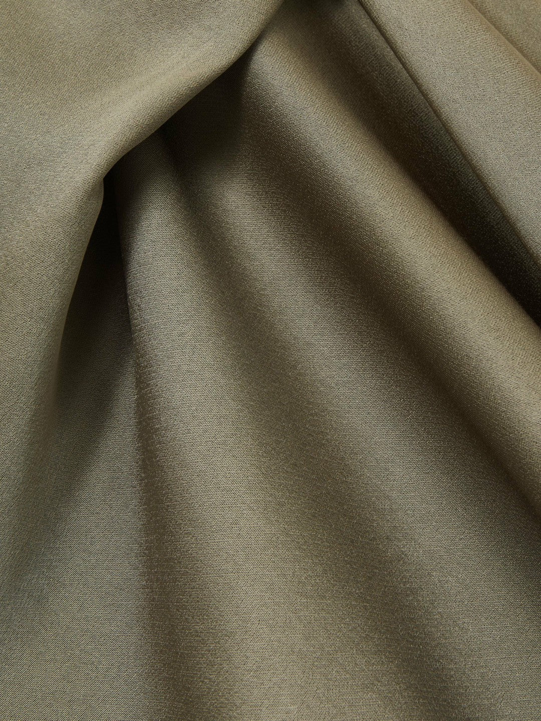 Reiss Satin Drape Tuck Midi Dress in Khaki