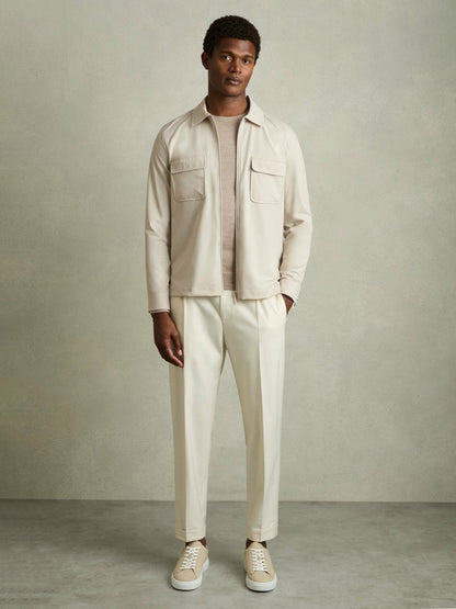 Reiss Best Seller - Technical Zip-Through Overshirt in Stone