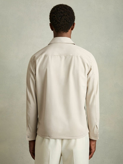 Reiss Best Seller - Technical Zip-Through Overshirt in Stone