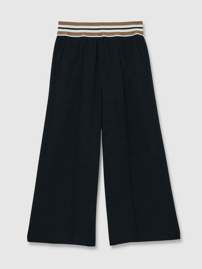 Reiss Savings - 13-14 yrs Stripe-Waistband Wide-Leg Trousers in Navy