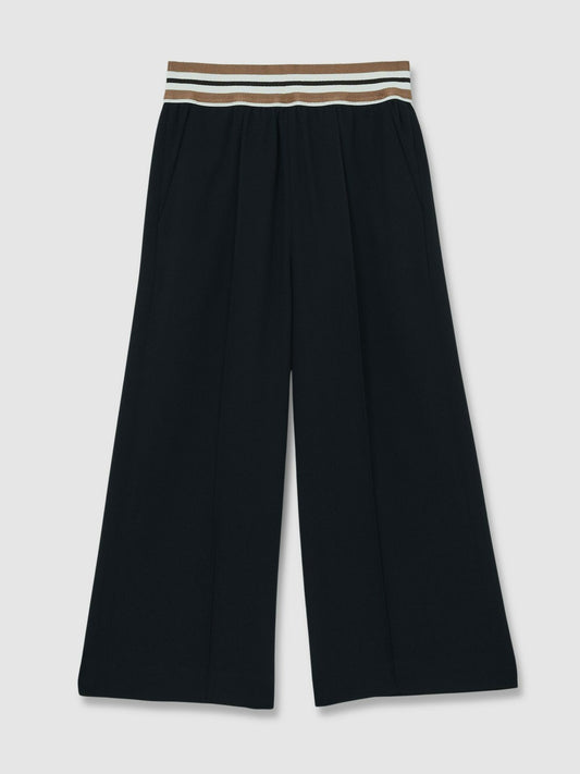 Reiss Savings - 13-14 yrs Stripe-Waistband Wide-Leg Trousers in Navy