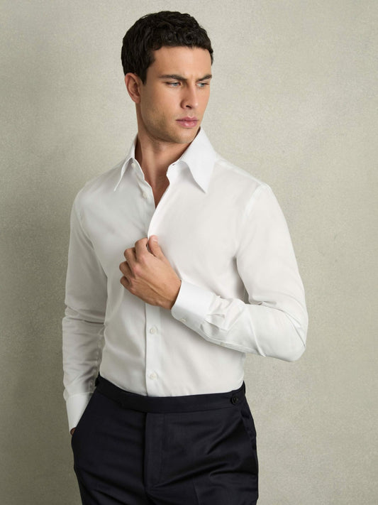 Reiss Regular-Fit Cotton Pin-Collar Shirt in White
