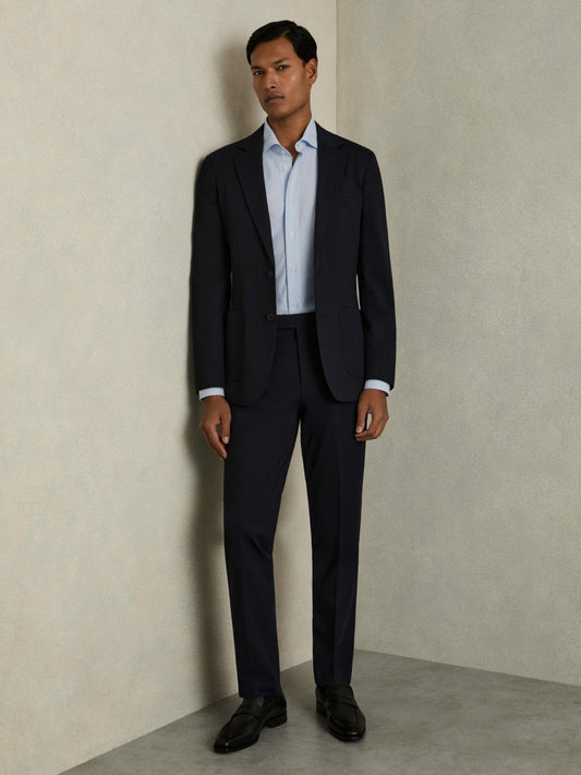 Reiss Value - Cotton-Blend Cutaway-Collar Striped Shirt in Blue Stripe