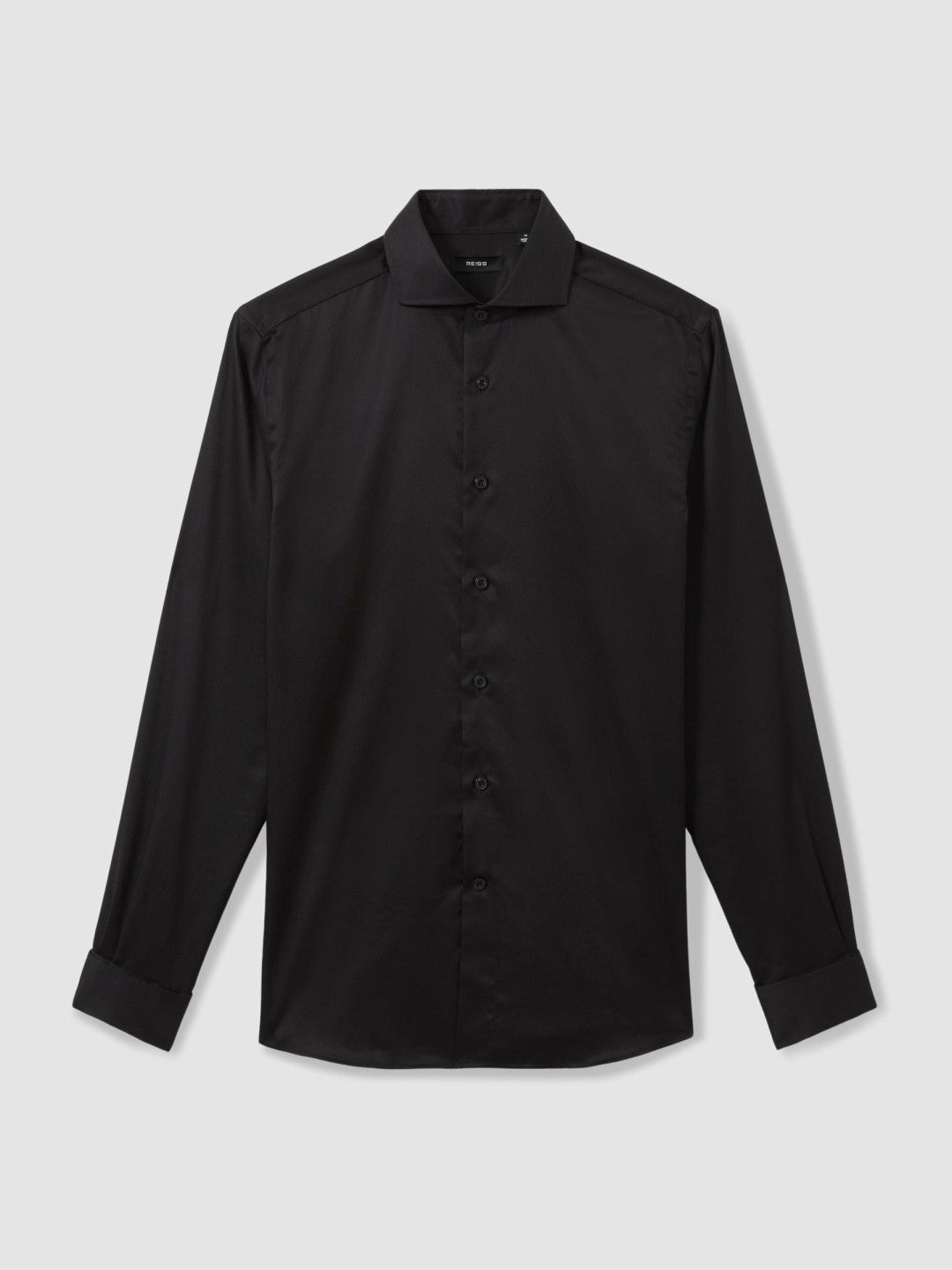 Reiss Savings - Regular Fit Slim-Fit Cotton Double-Cuff Shirt in Black