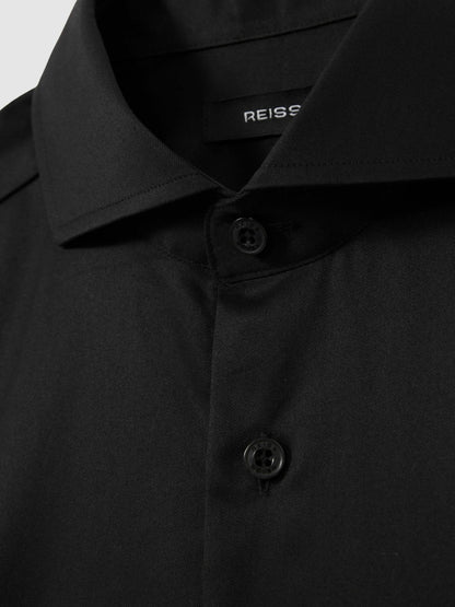 Reiss Savings - Regular Fit Slim-Fit Cotton Double-Cuff Shirt in Black