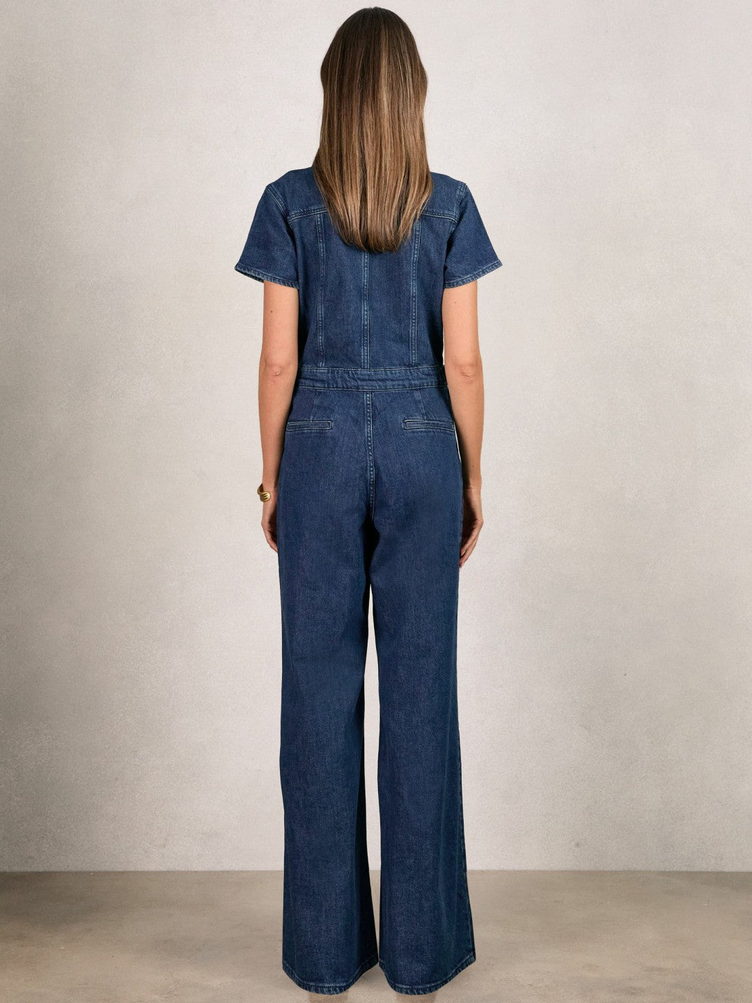 Reiss Affordable - Good American Wide-Leg Denim Jumpsuit in Dark Indigo