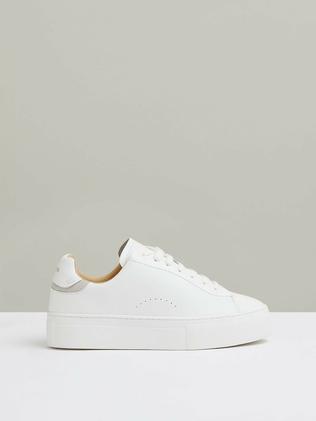Reiss Affordable - Leather Low-Top Trainers in White