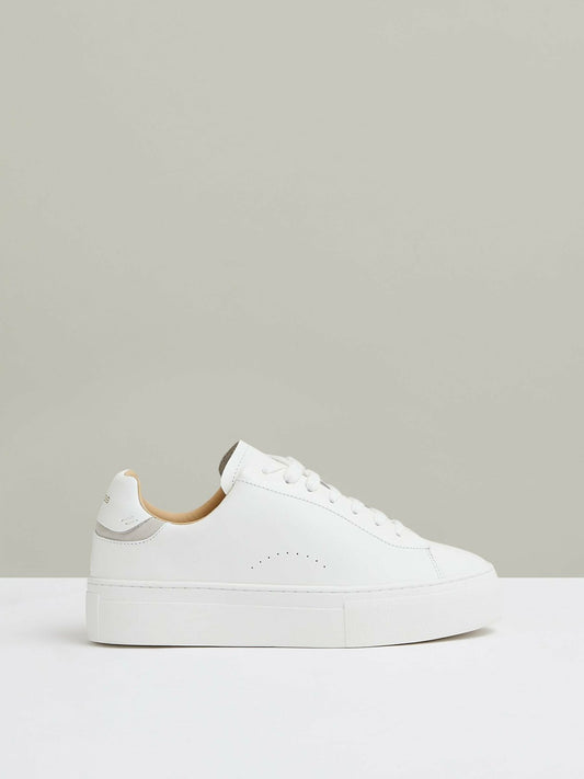 Reiss Affordable - Leather Low-Top Trainers in White