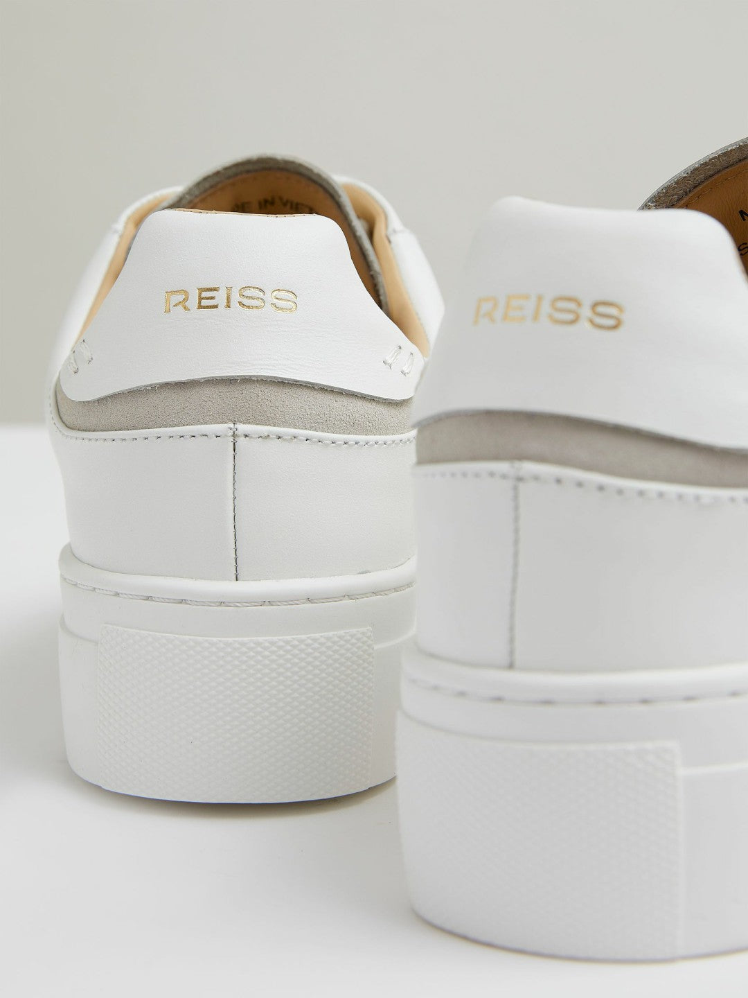 Reiss Affordable - Leather Low-Top Trainers in White