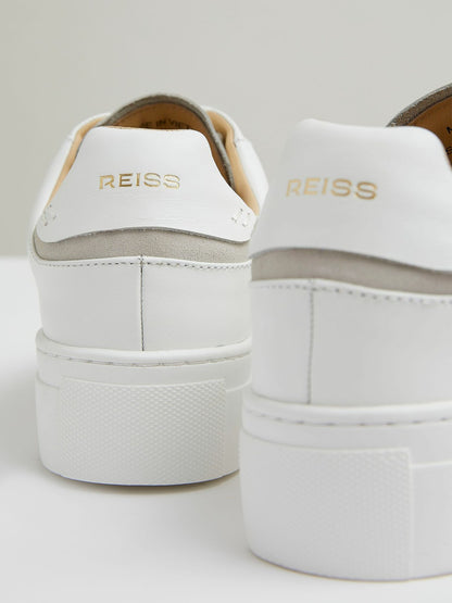 Reiss Affordable - Leather Low-Top Trainers in White