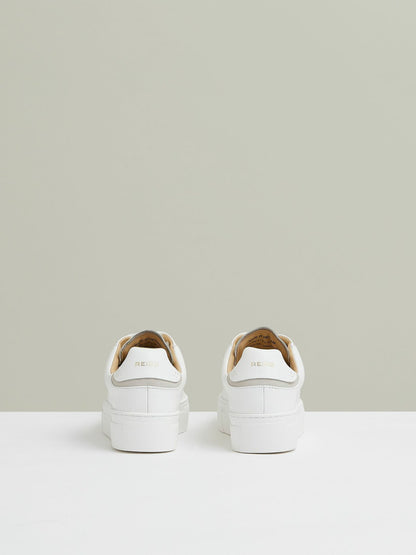 Reiss Affordable - Leather Low-Top Trainers in White
