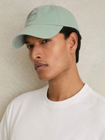Reiss Popular Choice - Cotton Logo-Embroidered Baseball Cap in Washed Green