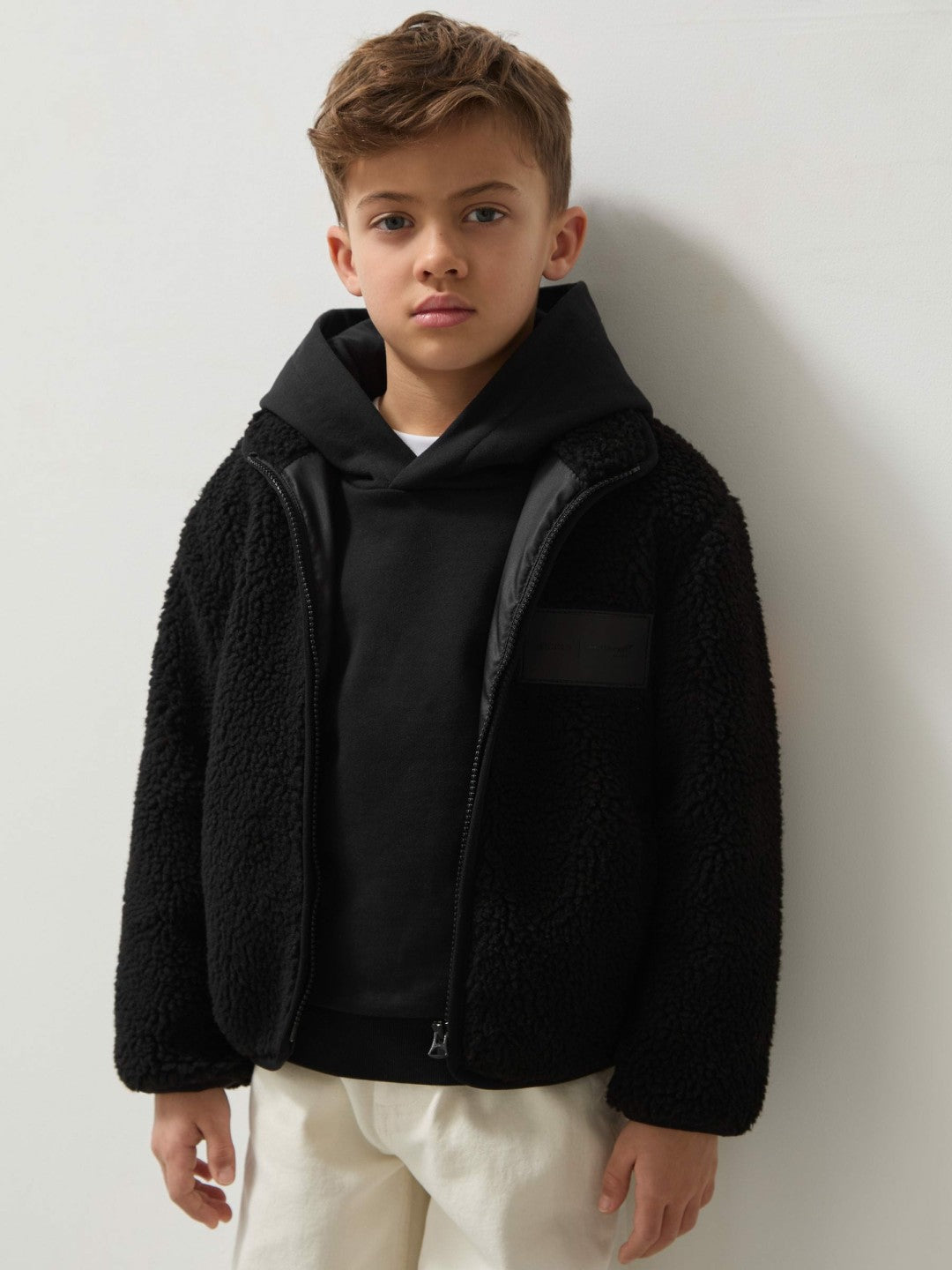 Reiss 13-14 yrs Unisex Fit McLaren F1 Team Embroidered Fleece Jacket in Black