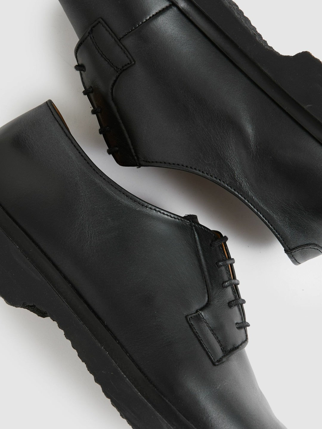 Reiss Offer - Leather Lace-Up Derby Shoes in Black