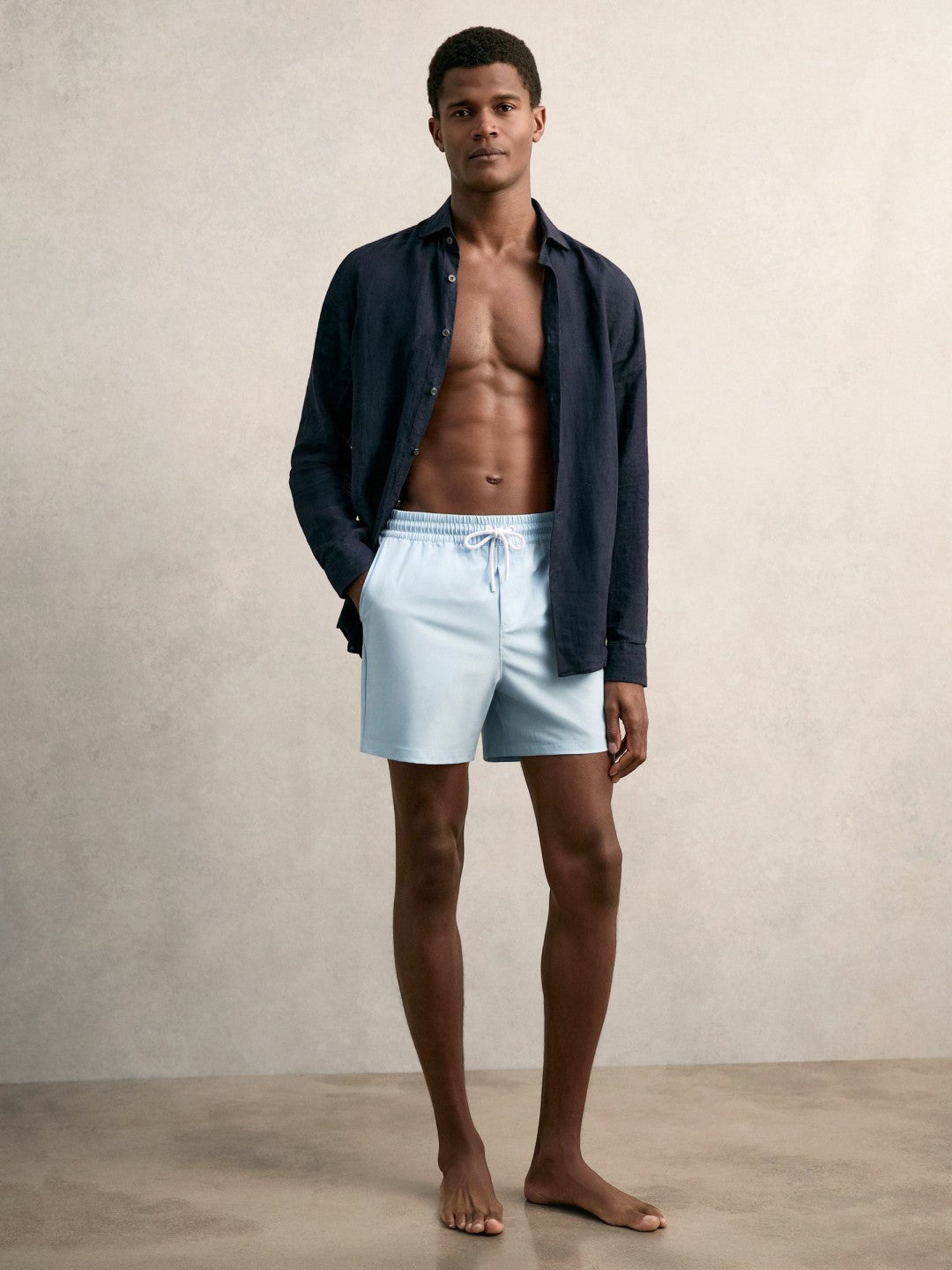 Reiss Deal - Drawstring Swim Shorts in Soft Blue