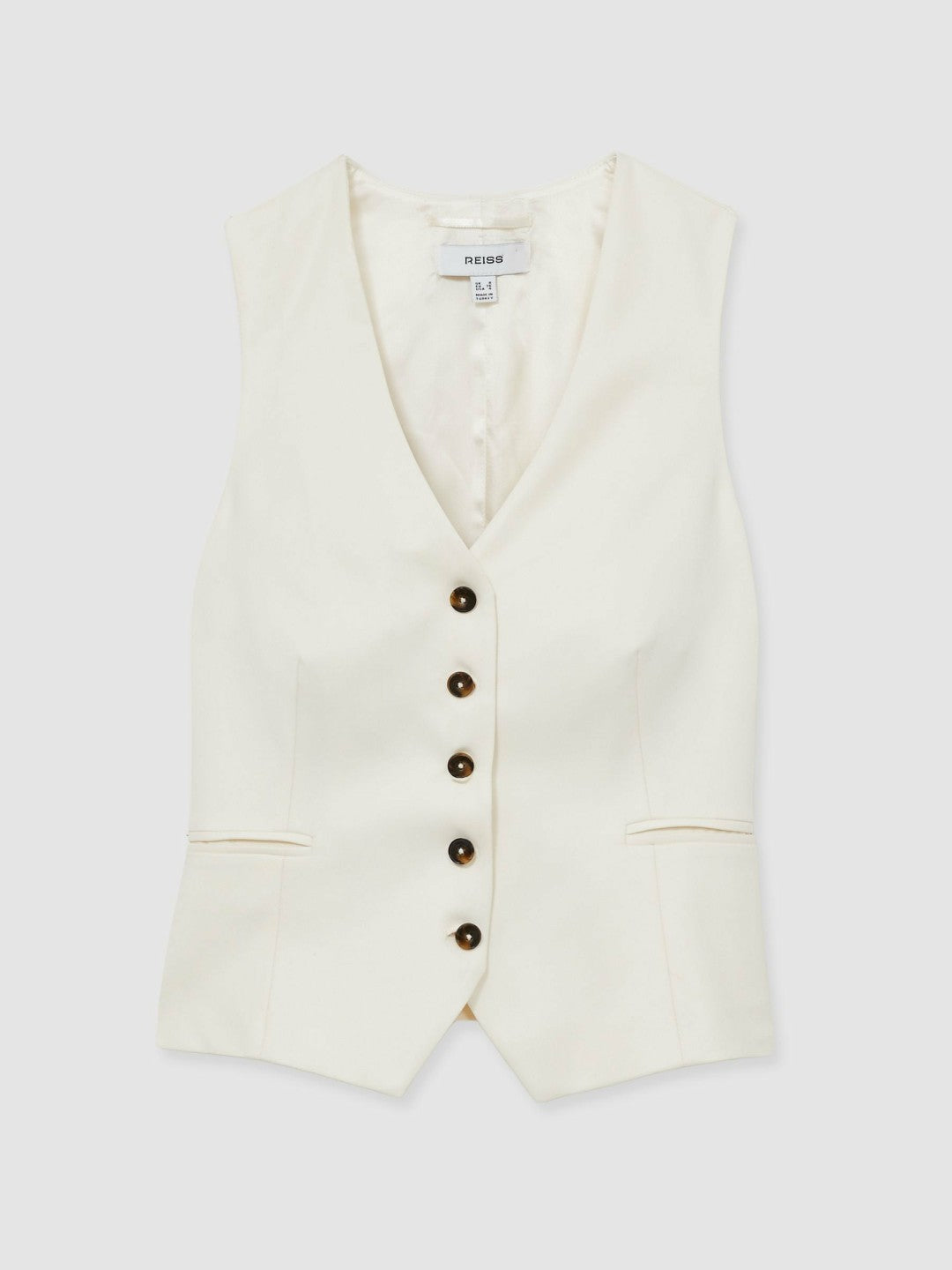 Reiss Deal - Single Breasted Tailored Waistcoat in Cream