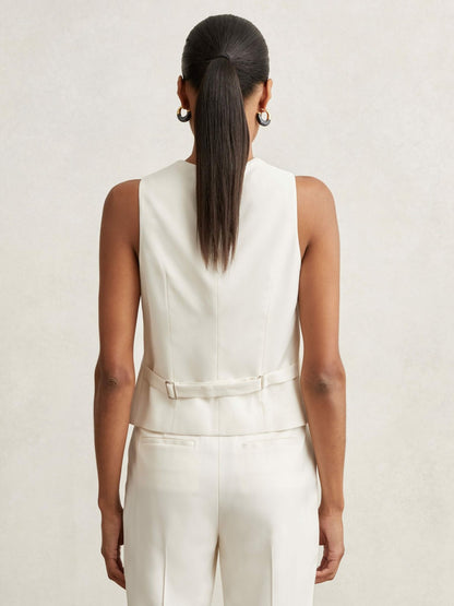 Reiss Deal - Single Breasted Tailored Waistcoat in Cream