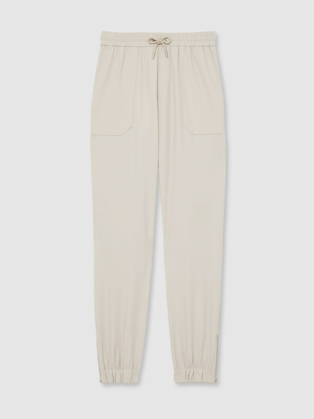 Reiss Featured - Drawstring Technical Cuffed Trousers in Stone