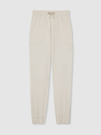 Reiss Featured - Drawstring Technical Cuffed Trousers in Stone