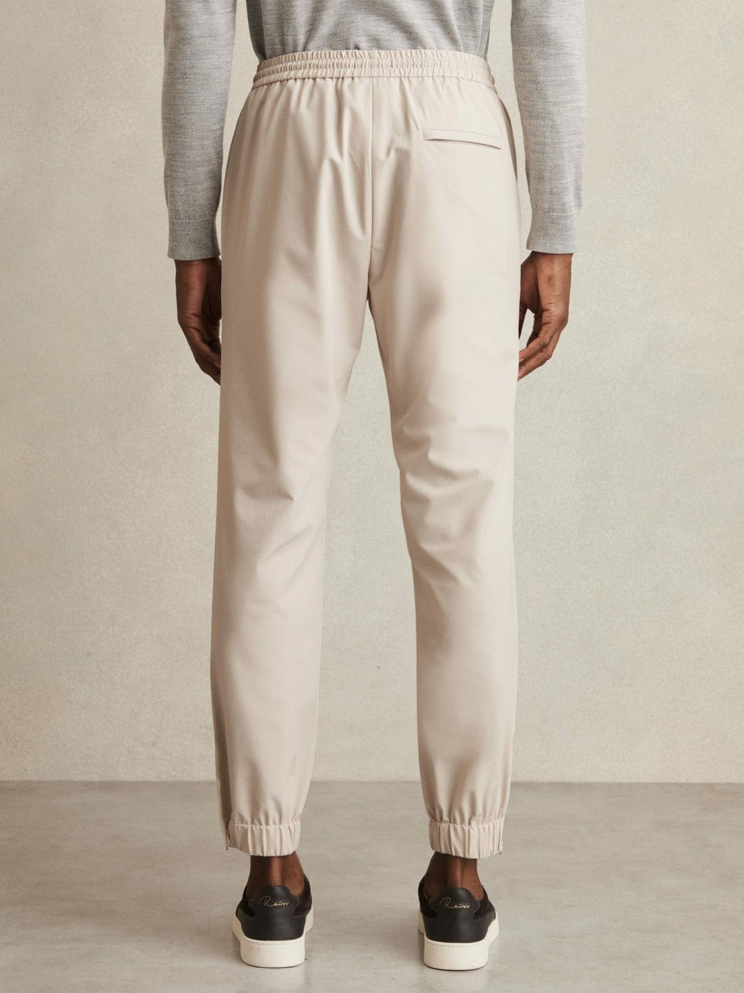 Reiss Featured - Drawstring Technical Cuffed Trousers in Stone