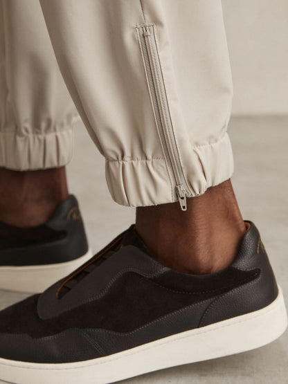 Reiss Featured - Drawstring Technical Cuffed Trousers in Stone