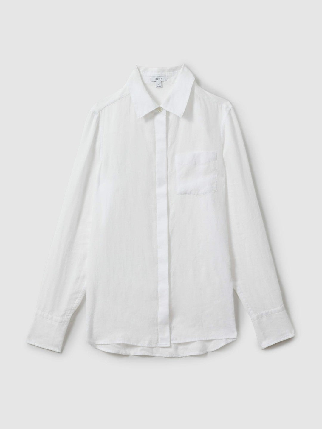 Reiss Linen Button-Through Shirt in White