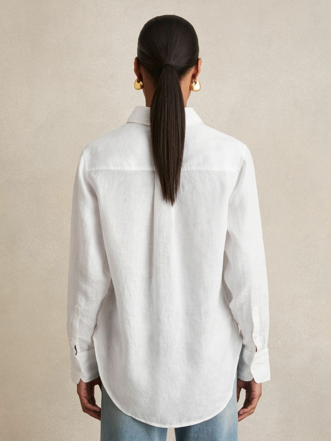 Reiss Linen Button-Through Shirt in White