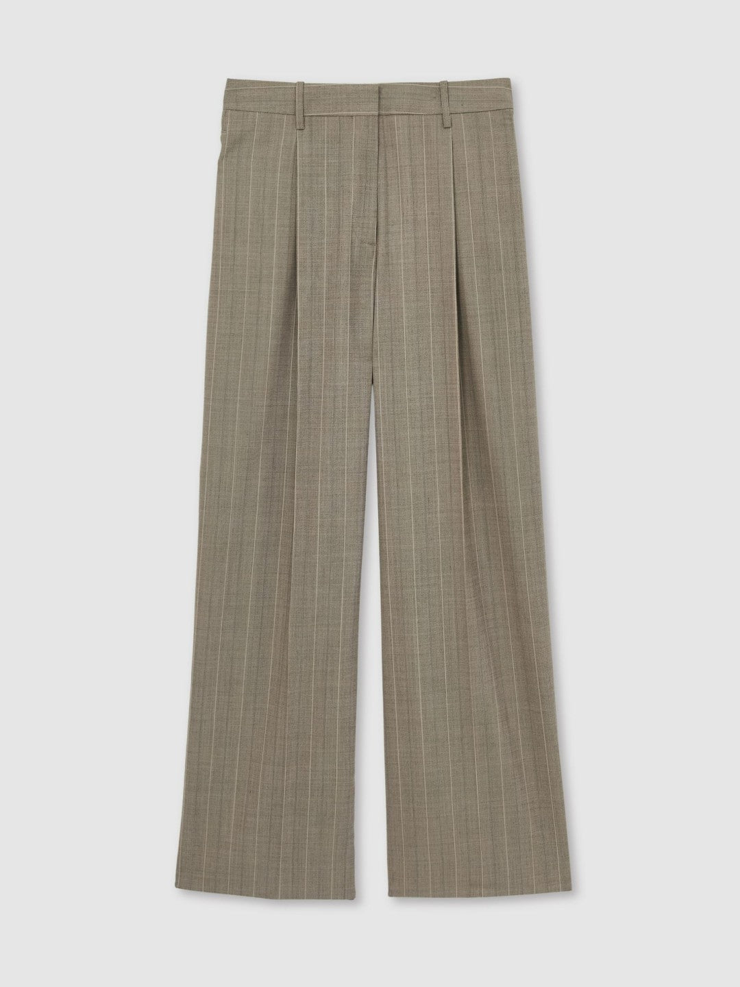 Reiss Wool-Blend Wide-Leg Pinstripe Trousers in Grey