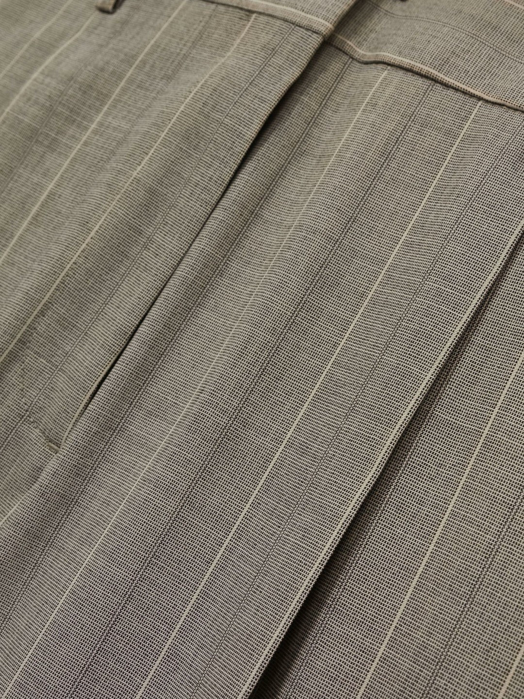 Reiss Wool-Blend Wide-Leg Pinstripe Trousers in Grey