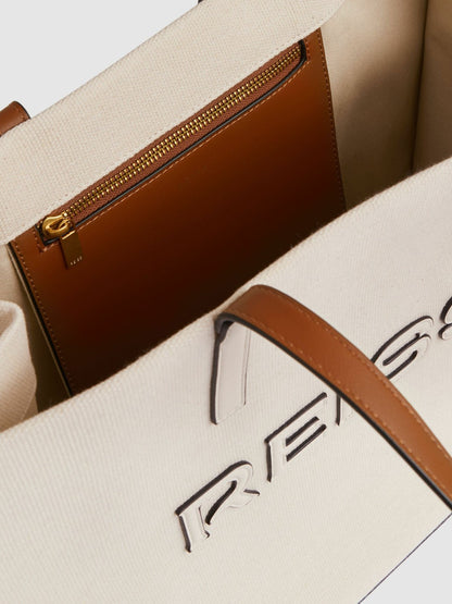 Reiss Featured - Canvas Logo Tote Bag in Natural