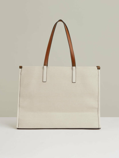 Reiss Featured - Canvas Logo Tote Bag in Natural